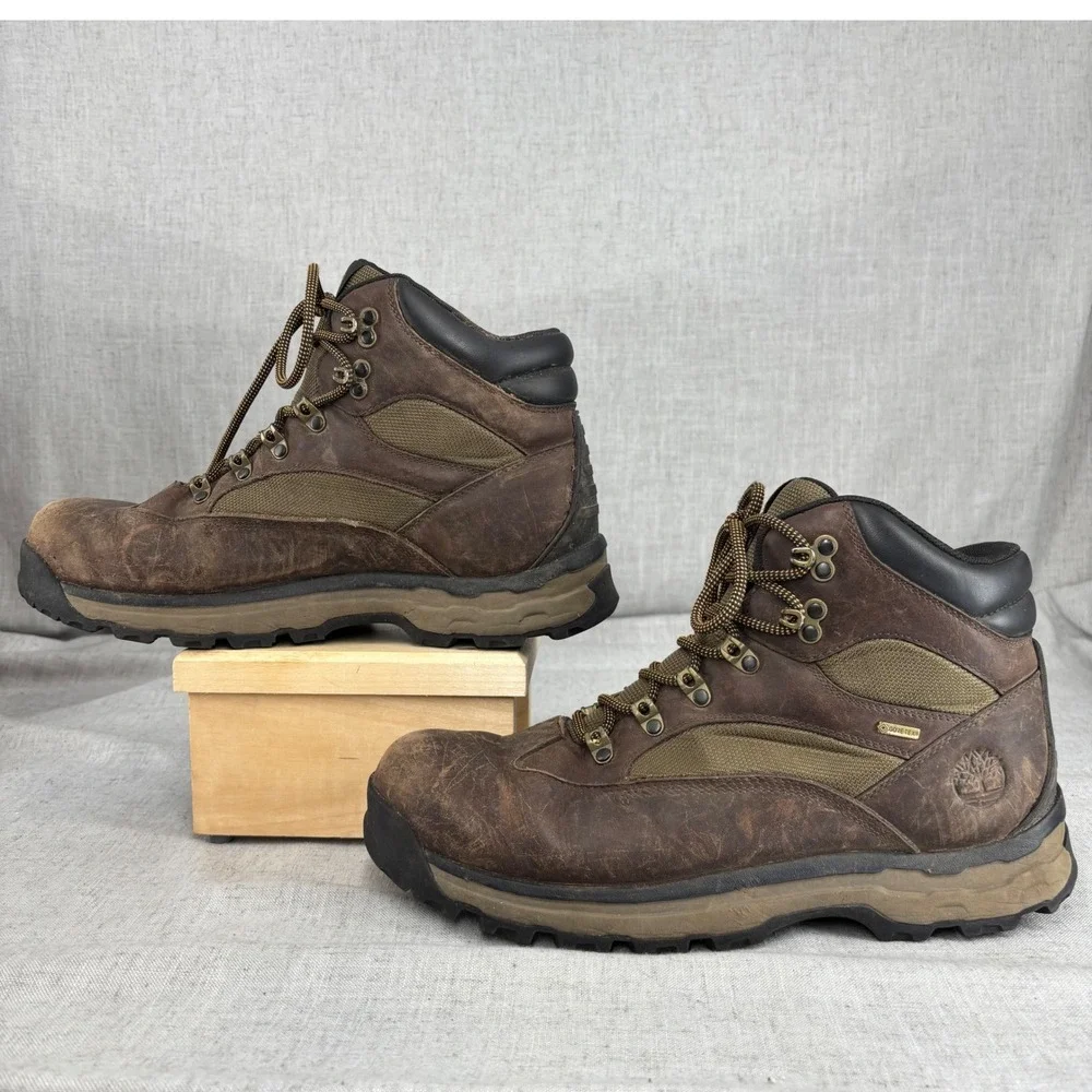 Timberland Chocorua Hiking Boots Brown Leather Gore-Tex Waterproof Men's Size 12